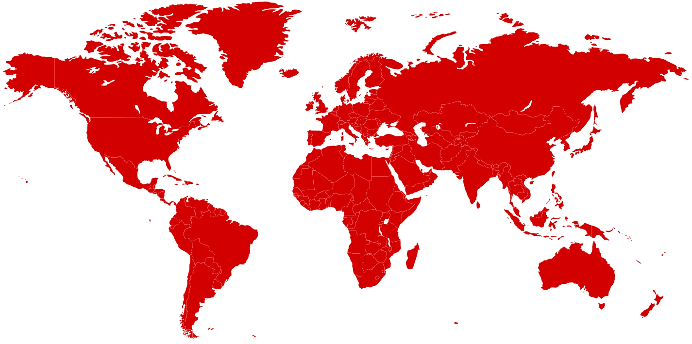 World map showing global delivery footprint