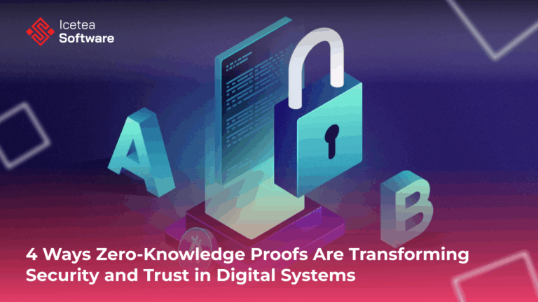 Illustration of Zero-Knowledge Proof (ZKP) showcasing digital security, decentralized trust, and blockchain scalability in the new-tech era.